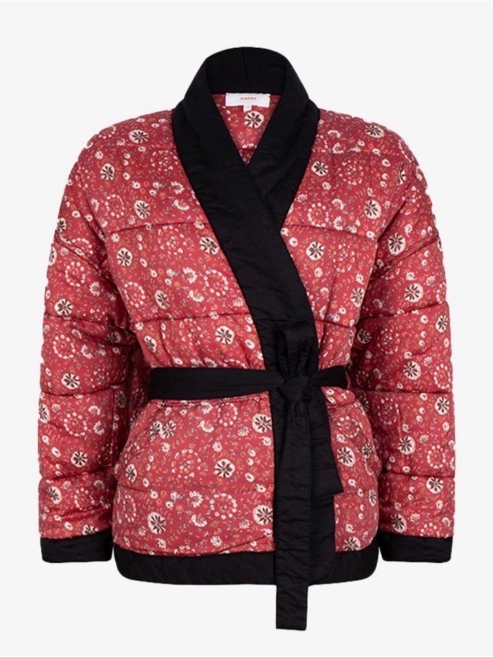 XiRENA Kayd red floral quilted belted jacket